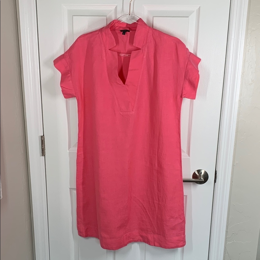 Talbots pink linen shirt dress size XS